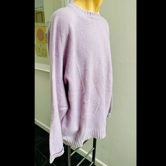 VINTAGE 1990s LORO PIANA THICK CASHMERE SWEATER CREWNECK LAVENDER PURPLE XL 54 - Picture 2 of 9